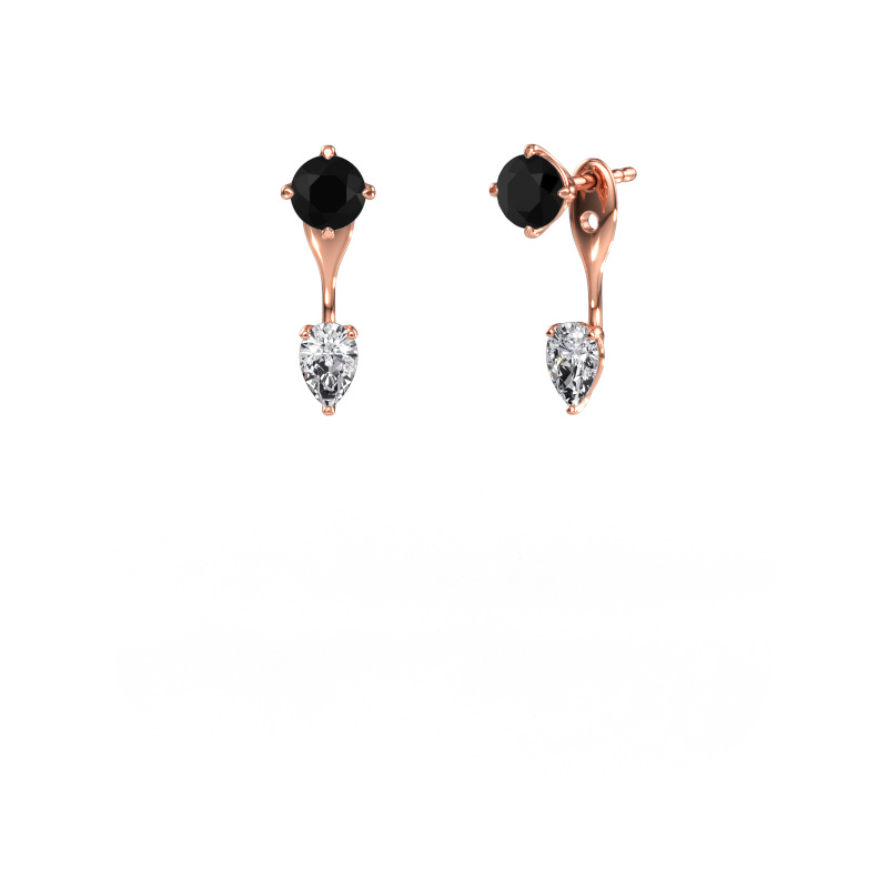 Image de Pendants d'oreilles Kate RND-PER 585 or rose Diamant noir 2.10 crt