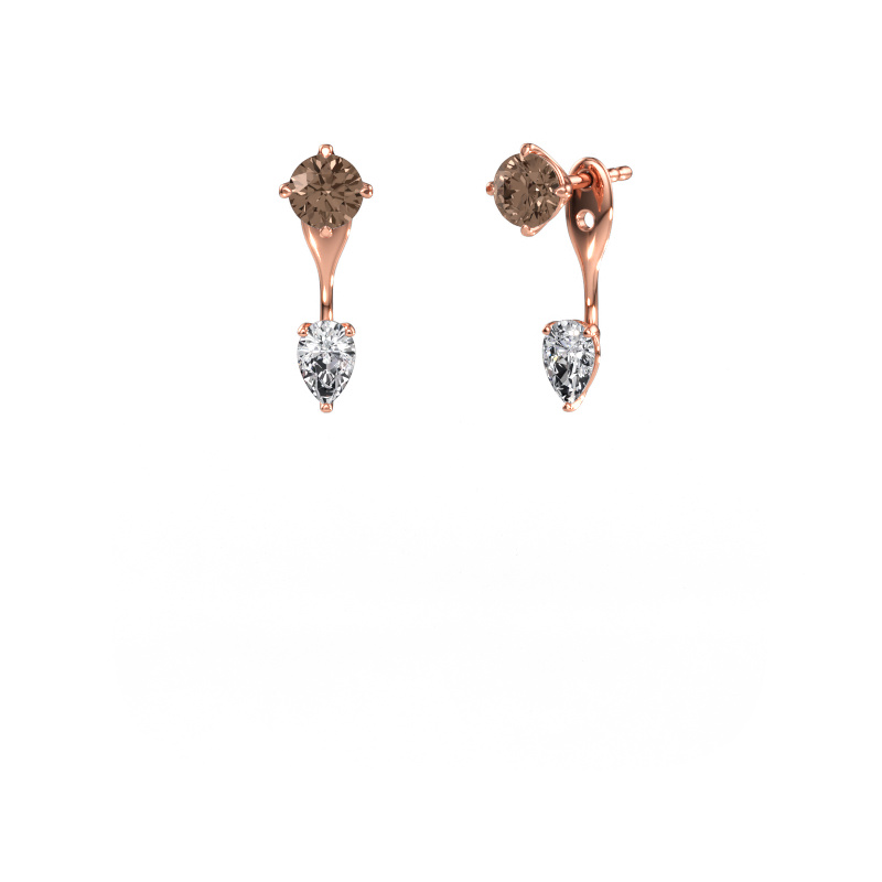 Bild av Hängande örhängen Kate RND-PER 585 roséguld Brun diamant 1.90 crt