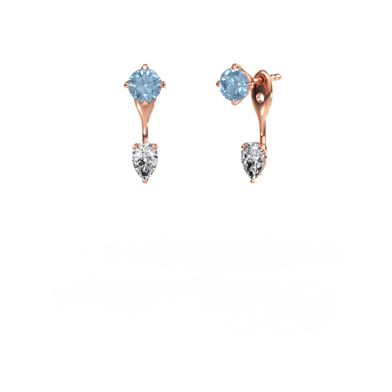 Bild av Hängande örhängen Kate RND-PER 585 roséguld Blå labbodlad diamant 5 mm