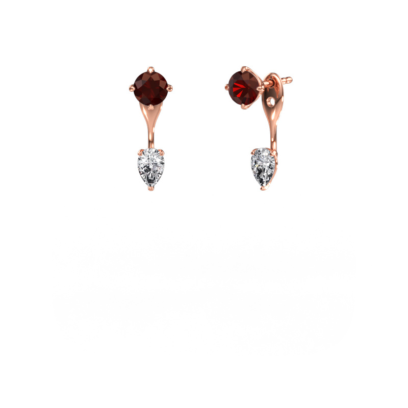 Image de Pendants d'oreilles Kate RND-PER 585 or rose Grenat 5 mm