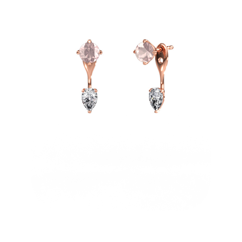 Bild av Hängande örhängen Kate RND-PER 585 roséguld Champagnefärgad morganit 5 mm