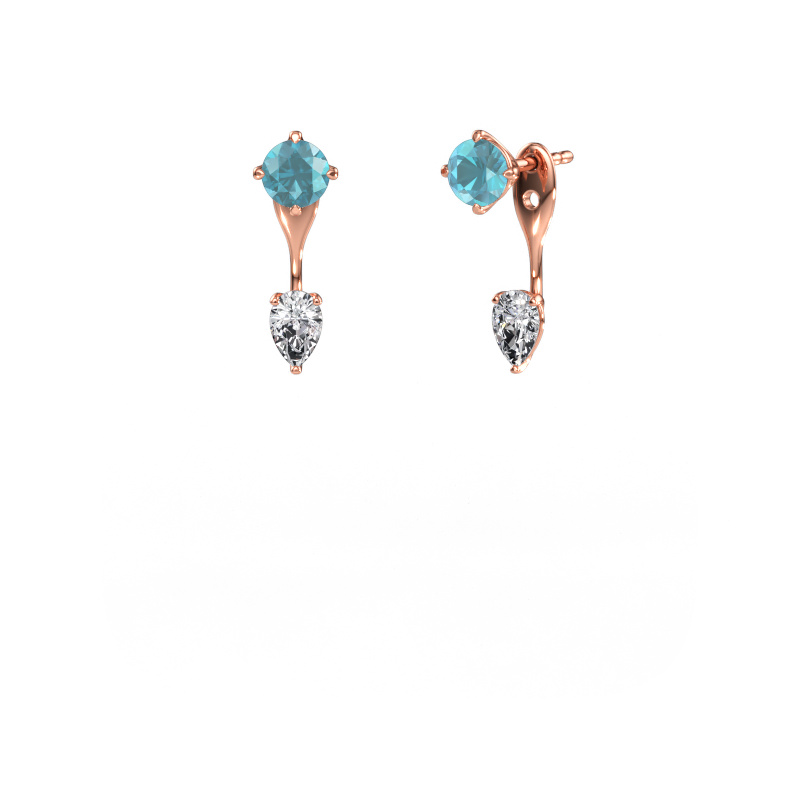 Immagine di Orecchini pendenti Kate RND-PER 585 oro rosa Topazio blu 5 mm