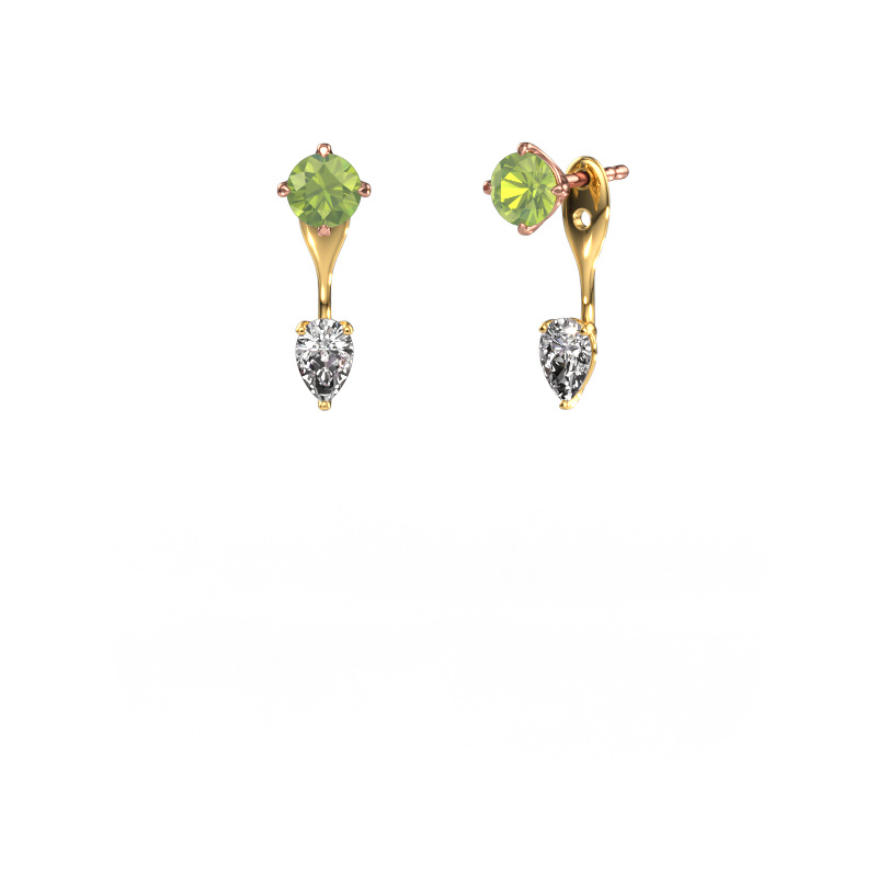 Image of Drop earrings Kate RND-PER 585 rose gold Peridot 5 mm
