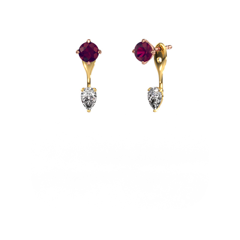 Image of Drop earrings Kate RND-PER 585 rose gold Rhodolite 5 mm