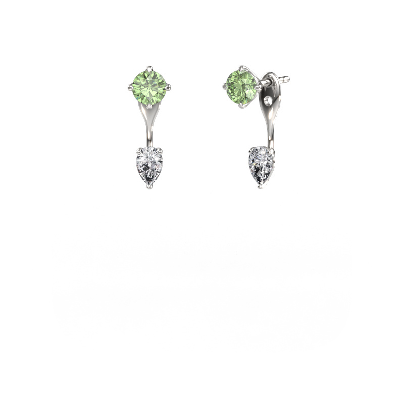 Afbeelding van Oorhangers Kate RND-PER 950 platina Groene lab grown diamant 5 mm
