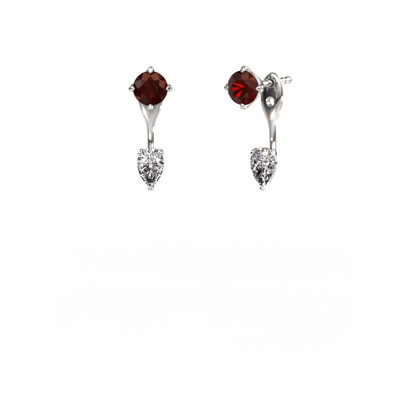 Image of Drop earrings Kate RND-PER 950 platinum Garnet 5 mm