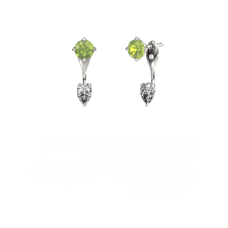 Image of Drop earrings Kate RND-PER 950 platinum Peridot 5 mm
