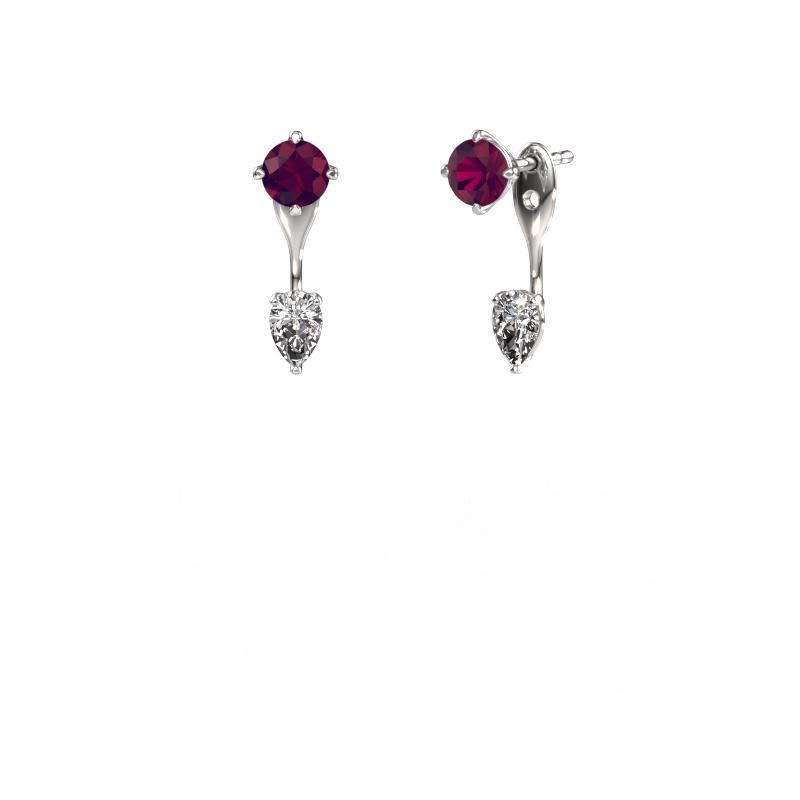 Image of Drop earrings Kate RND-PER 950 platinum Rhodolite 5 mm