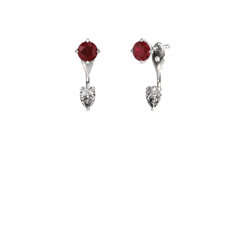 Image of Drop earrings Kate RND-PER 950 platinum Ruby 5 mm