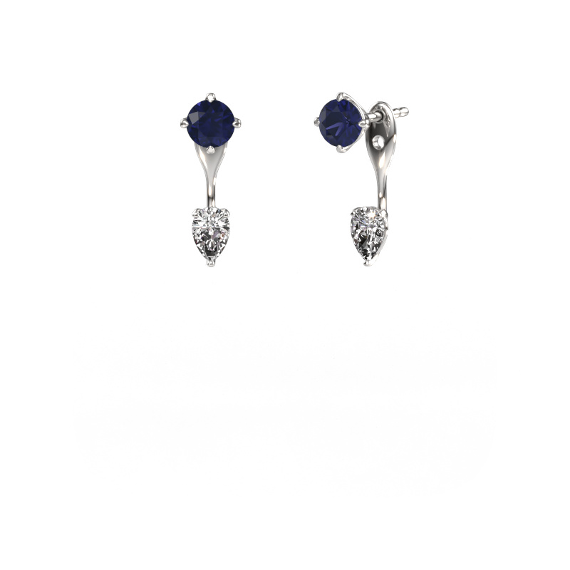 Image of Drop earrings Kate RND-PER 950 platinum Sapphire 5 mm