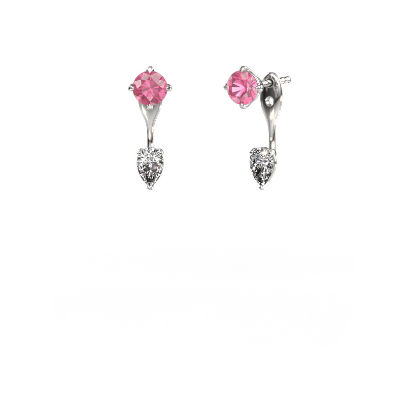 Image of Drop earrings Kate RND-PER 950 platinum Pink sapphire 5 mm