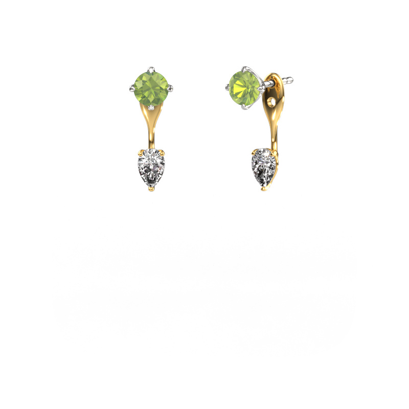 Image of Drop earrings Kate RND-PER 585 white gold Peridot 5 mm