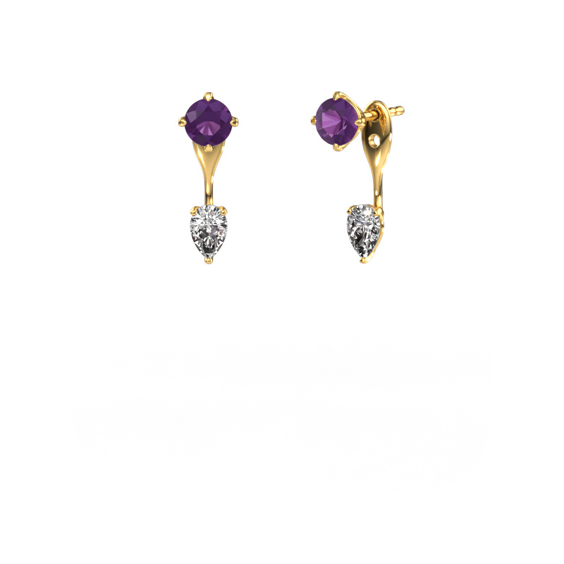Image of Drop earrings Kate RND-PER 585 gold Amethyst 5 mm