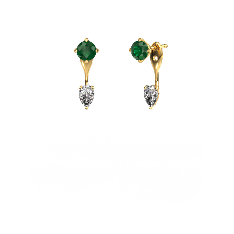 Image of Drop earrings Kate RND-PER 585 gold Emerald 5 mm