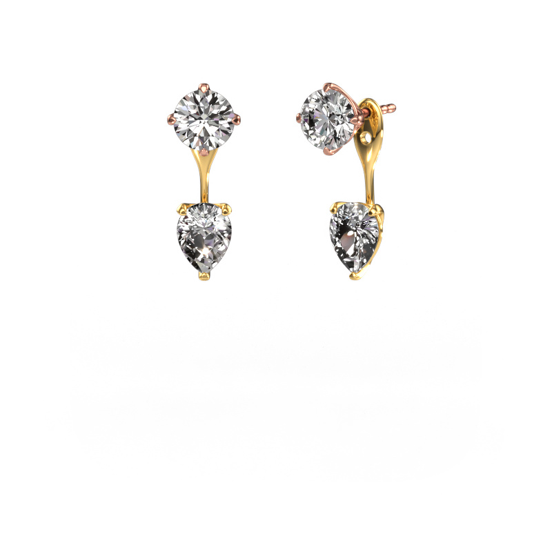 Image of Drop earrings Kate RND-PER 585 rose gold Diamond 4.00 crt