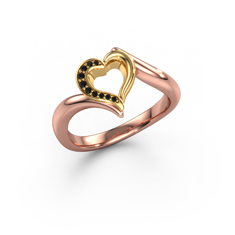 Bild von Ring Katlyn 585 Roségold Schwarz Diamant 0.046 crt