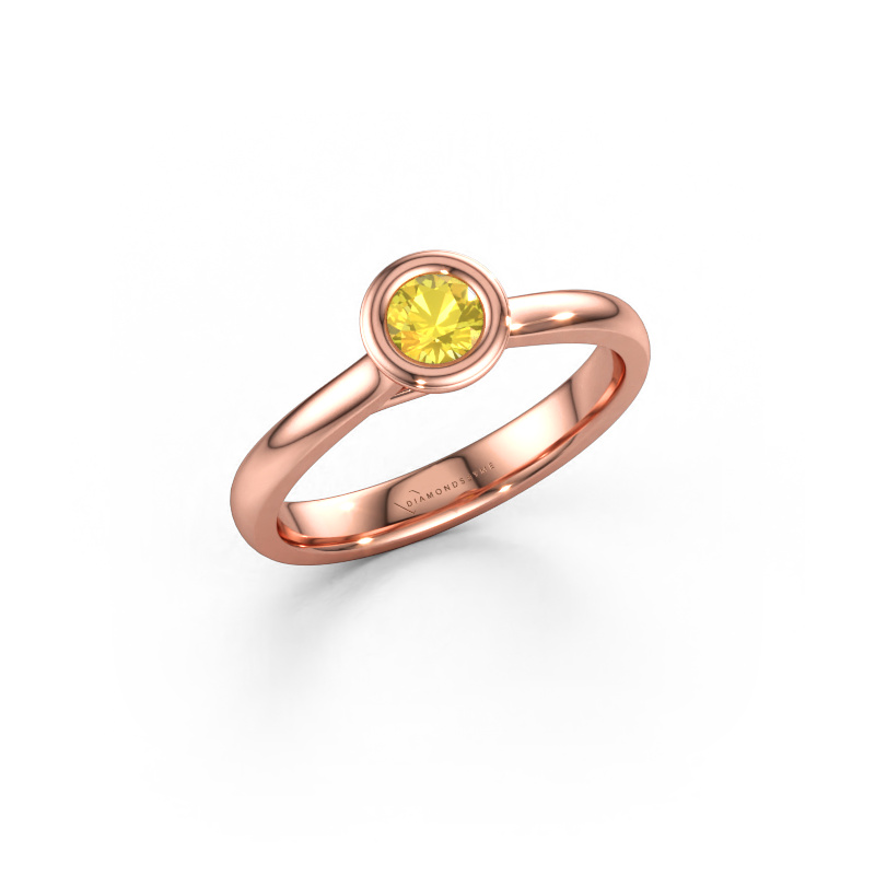 Afbeelding van Verlovings ring Kaylee 585 rosé goud Gele saffier 4 mm