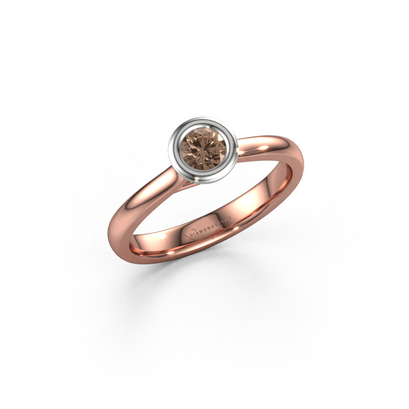 Afbeelding van Verlovings ring Kaylee 585 rosé goud Bruine diamant 0.25 crt