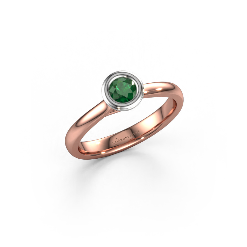 Image of Engagement ring Kaylee 585 rose gold Emerald 4 mm