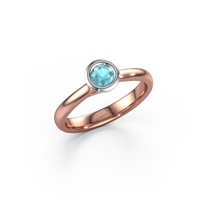 Afbeelding van Verlovings ring Kaylee 585 rosé goud Blauw topaas 4 mm