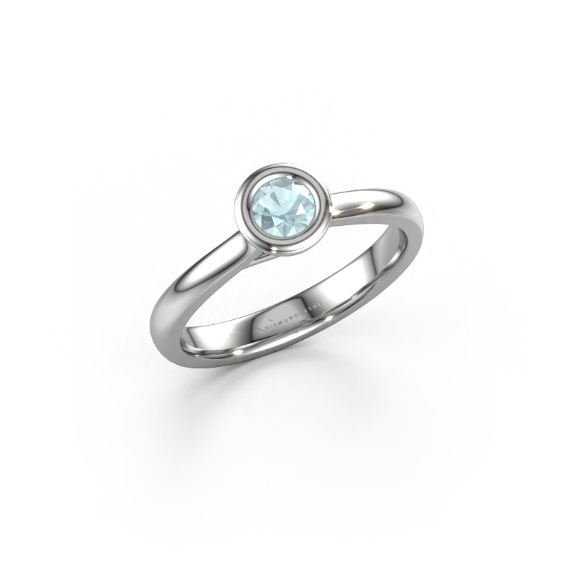 Afbeelding van Verlovings ring Kaylee 585 witgoud Aquamarijn 4 mm