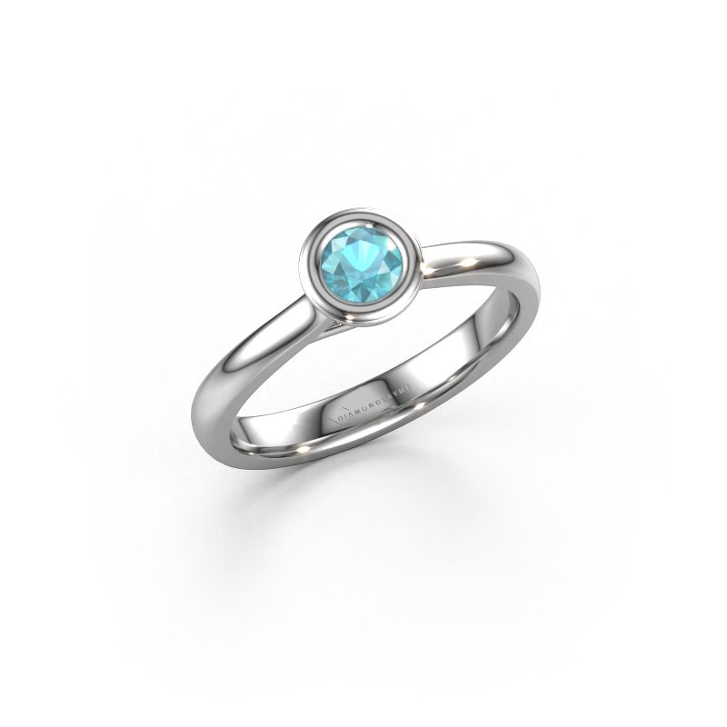 Image of Engagement ring Kaylee 585 white gold Blue topaz 4 mm