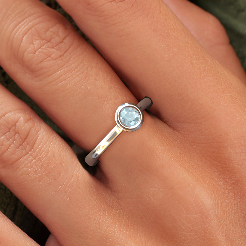 Afbeelding van Verlovings ring Kaylee 925 zilver Aquamarijn 4 mm
