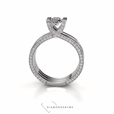 0.50 crt diamond special pavé solitaire ring Kenisha | DiamondsByMe