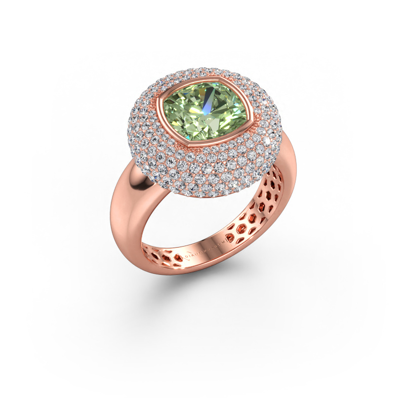 Immagine di Anello Keshia 585 oro rosa Diamante lab grown verde 8 mm