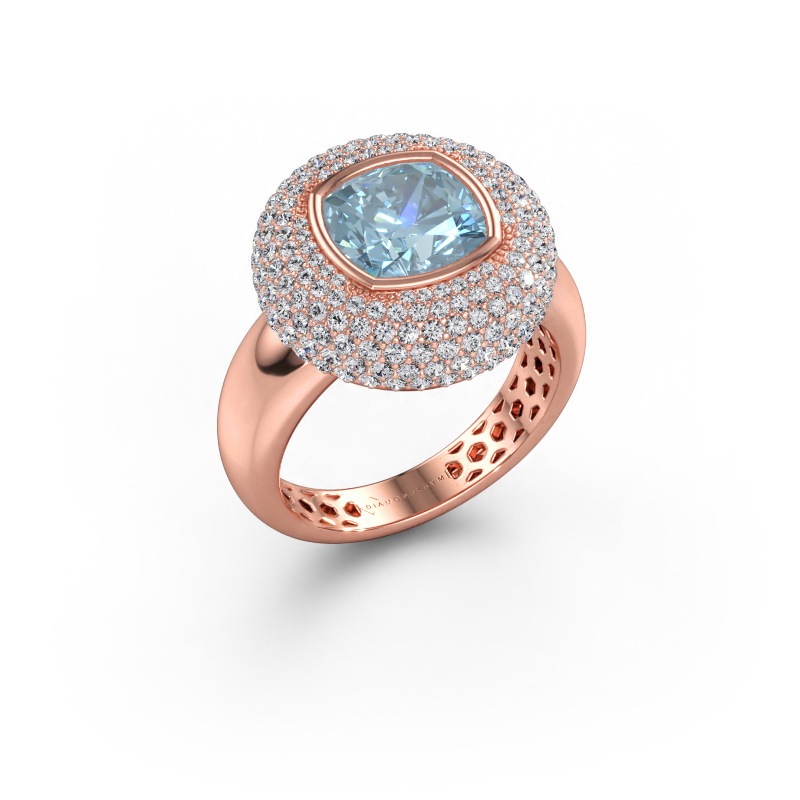 Immagine di Anello Keshia 585 oro rosa Diamante lab grown blu 8 mm