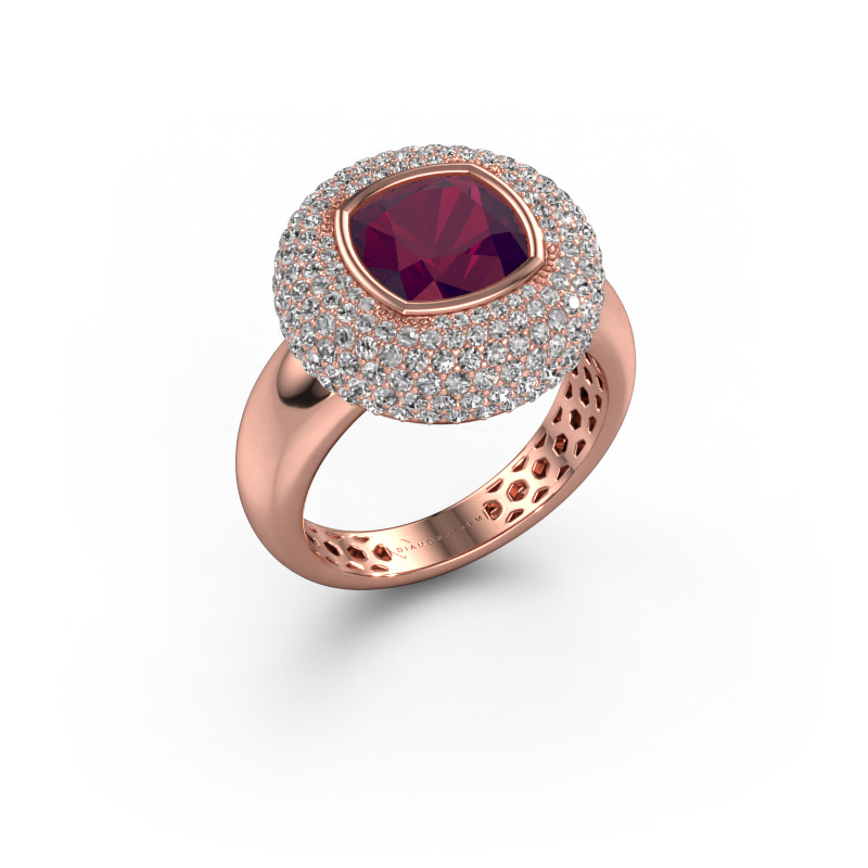Image of Ring Keshia 585 rose gold Rhodolite 8 mm