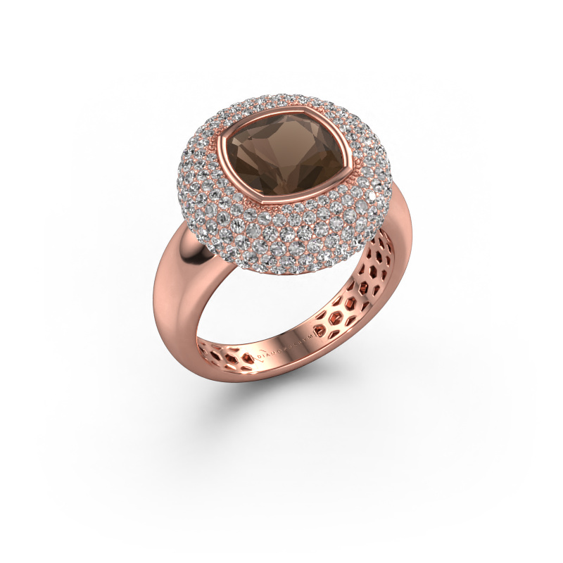 Image of Ring Keshia 585 rose gold Smokey quartz 8 mm