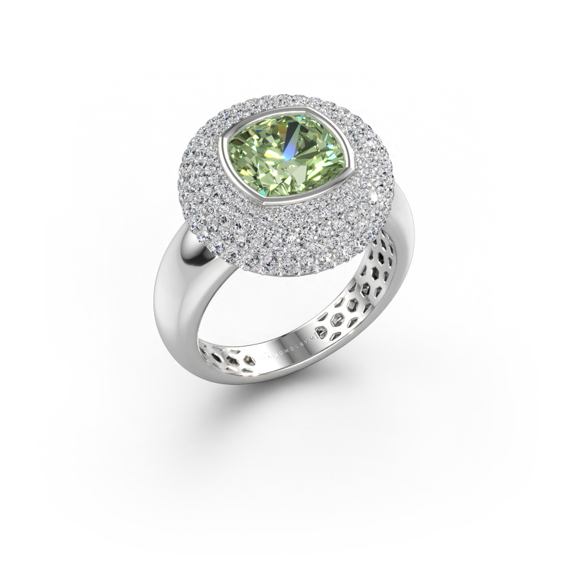 Bild av Ring Keshia 585 vitt guld Grön labbodlad diamant 8 mm