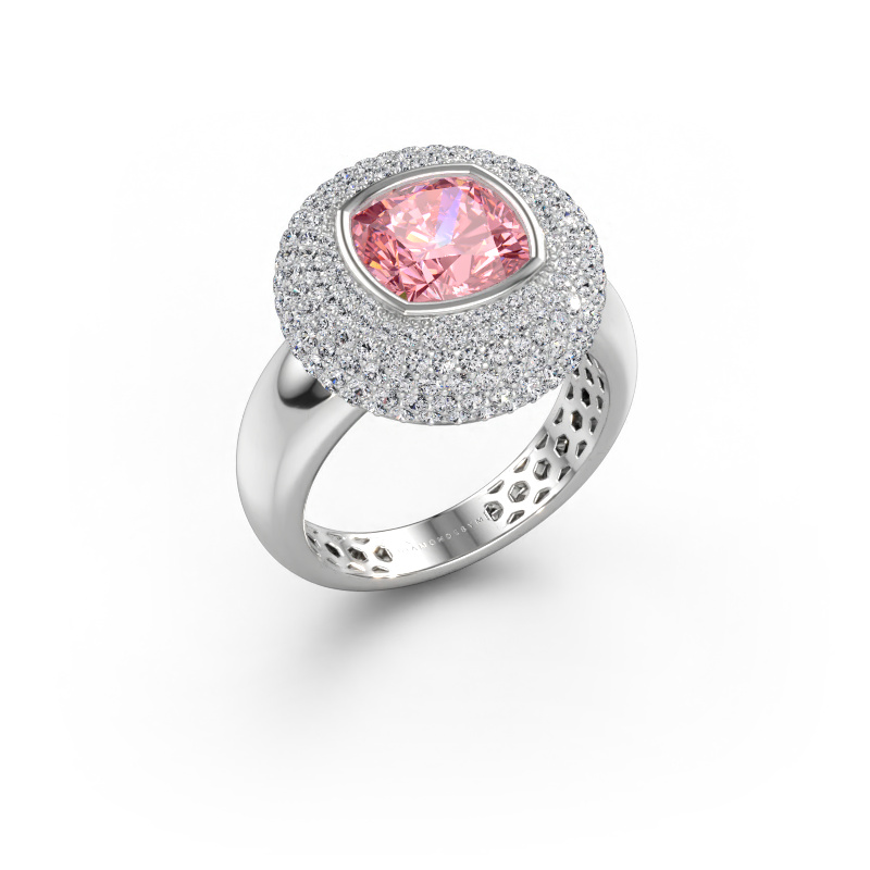 Immagine di Anello Keshia 585 oro bianco Diamante lab grown rosa 8 mm