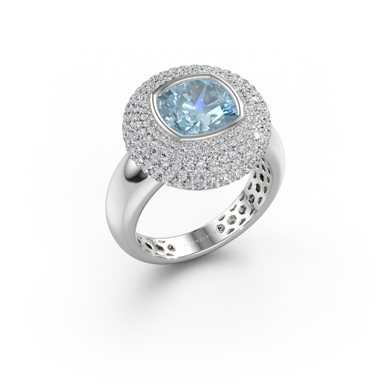 Bild av Ring Keshia 950 platina Blå labbodlad diamant 8 mm