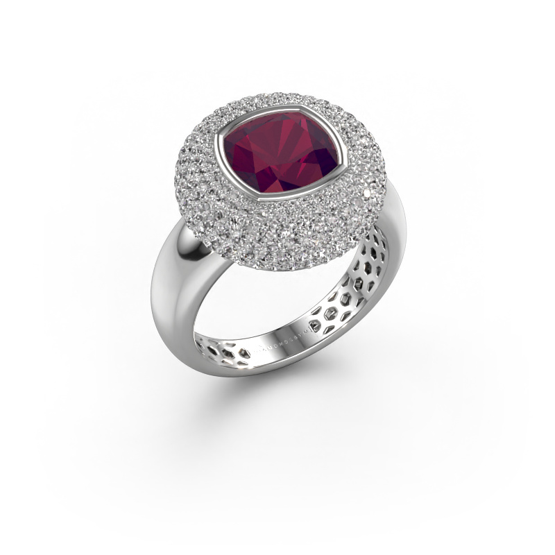 Image of Ring Keshia 950 platinum Rhodolite 8 mm