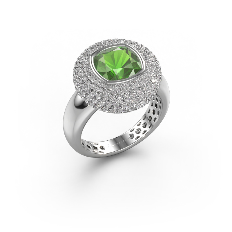 Image of Ring Keshia 950 platinum Tourmaline green 8 mm