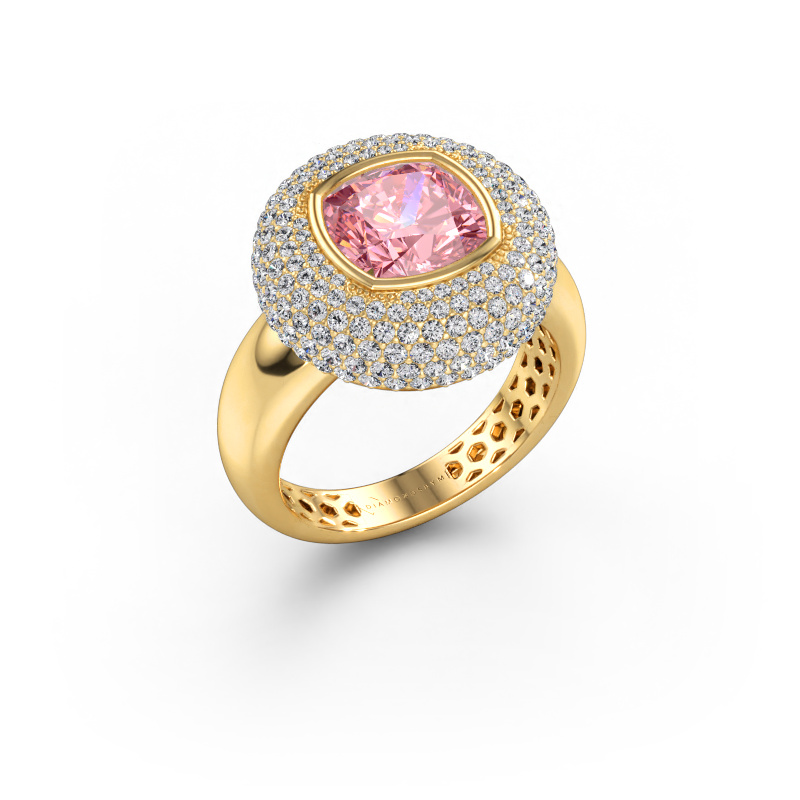 Bild av Ring Keshia 585 gult guld Rosa labbodlad diamant 8 mm