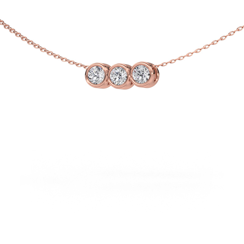 Image of Necklace Kim 3 585 rose gold Diamond 0.450 crt