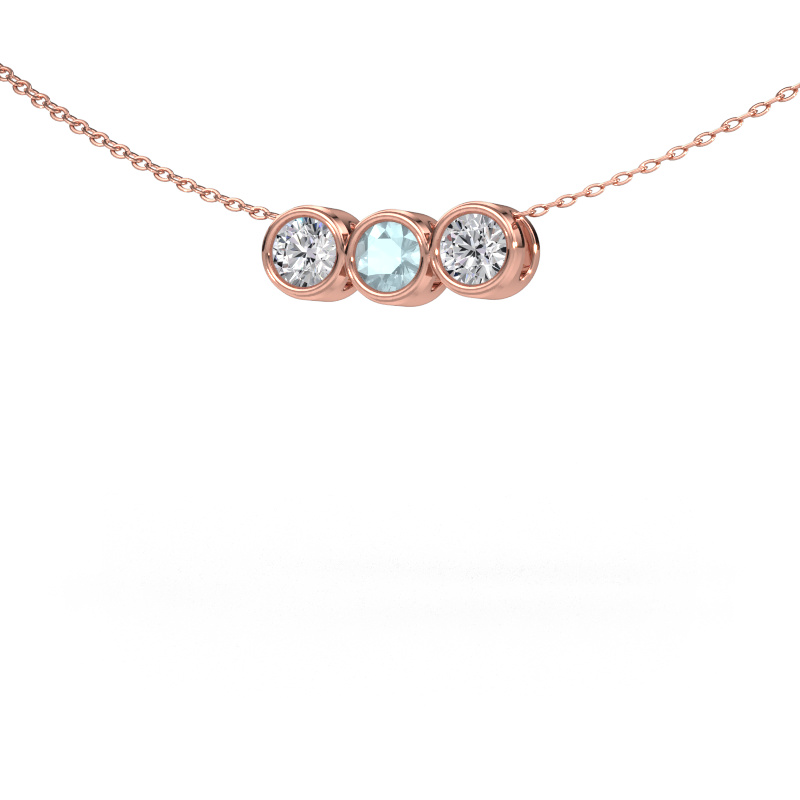 Image of Necklace Kim 3 585 rose gold Aquamarine 4 mm