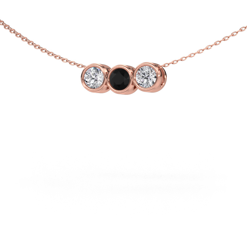 Image of Necklace Kim 3 585 rose gold Black diamond 0.80 crt