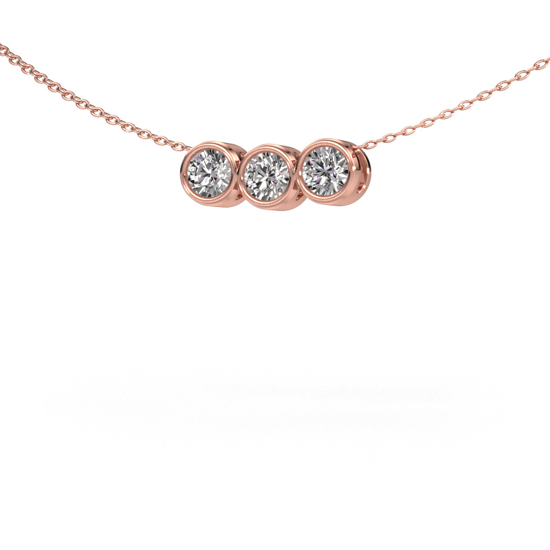 Image of Necklace Kim 3 585 rose gold Lab grown diamond 0.75 crt
