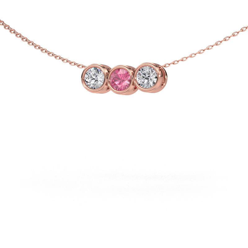 Image of Necklace Kim 3 585 rose gold Pink sapphire 4 mm