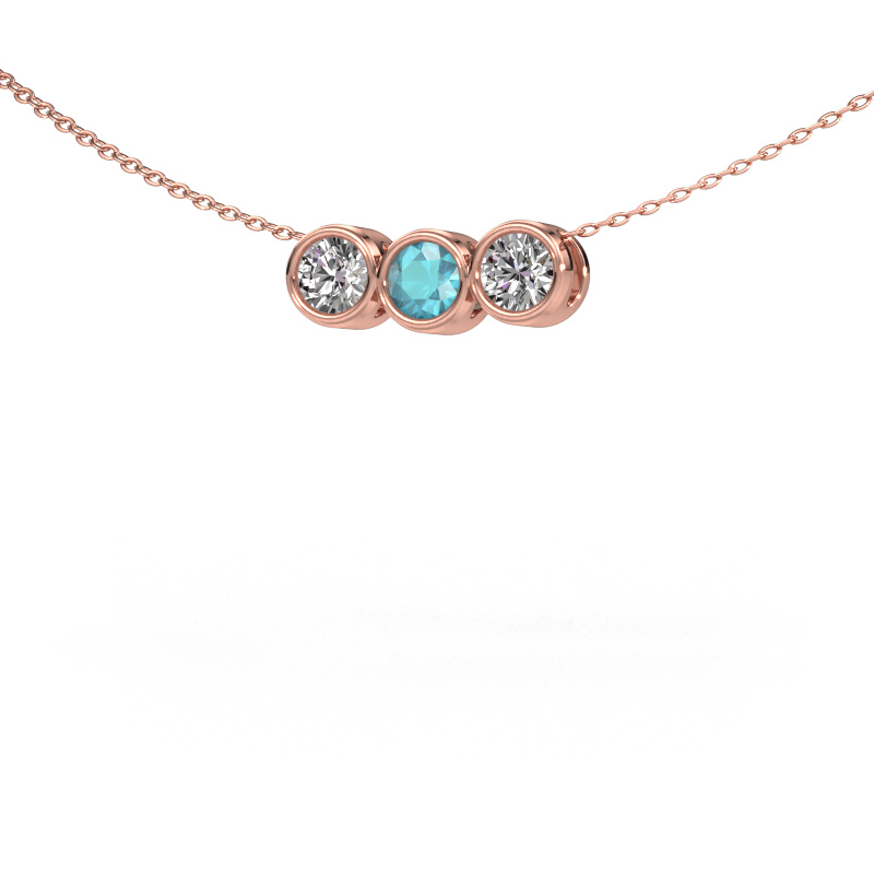 Image of Necklace Kim 3 585 rose gold Blue topaz 4 mm