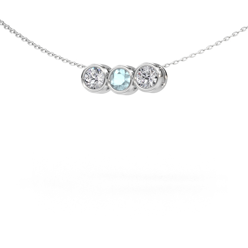Image of Necklace Kim 3 585 white gold Aquamarine 4 mm