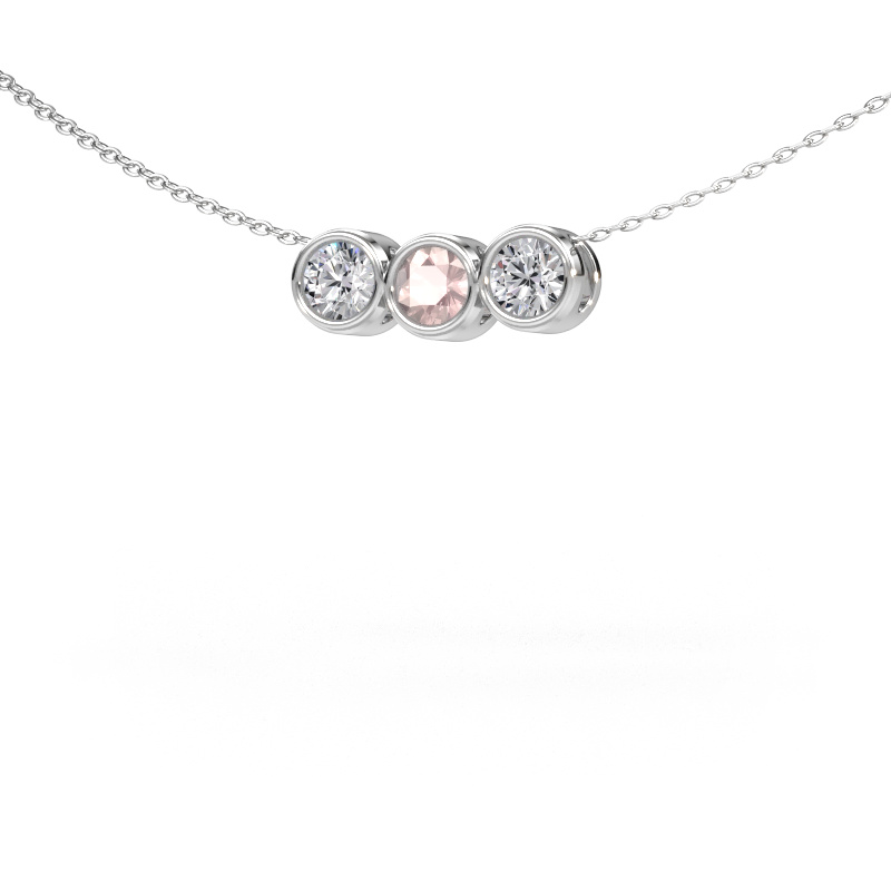 Image of Necklace Kim 3 950 platinum Morganite champagne 4 mm