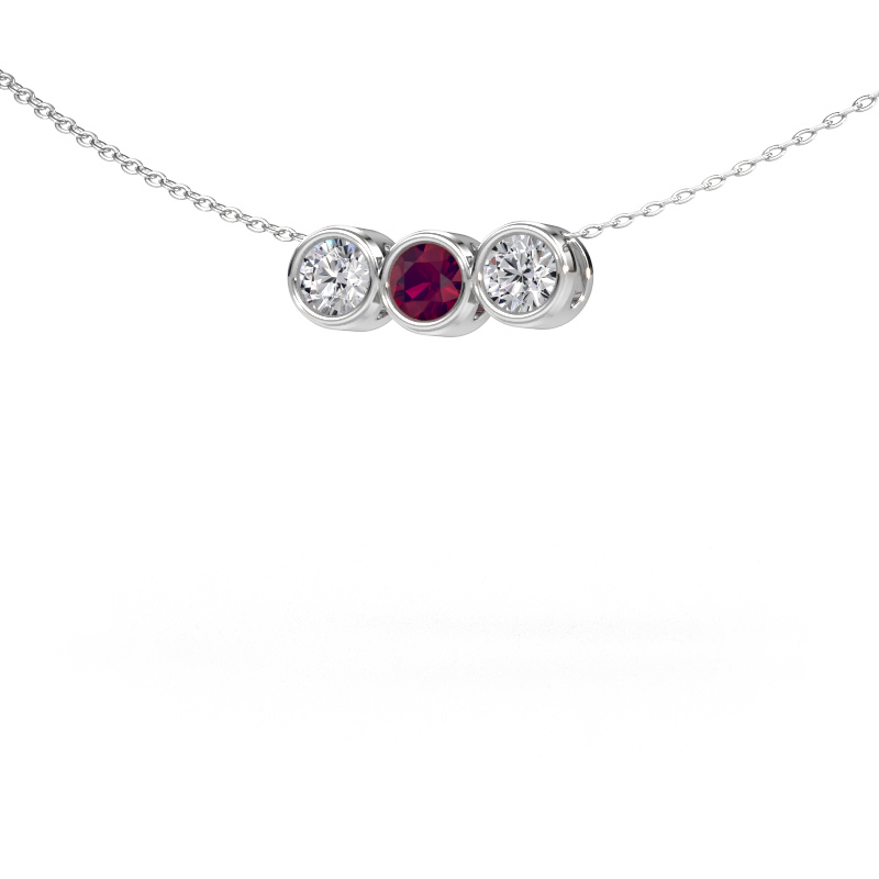 Afbeelding van Ketting Kim 3 585 witgoud Rhodoliet 4 mm