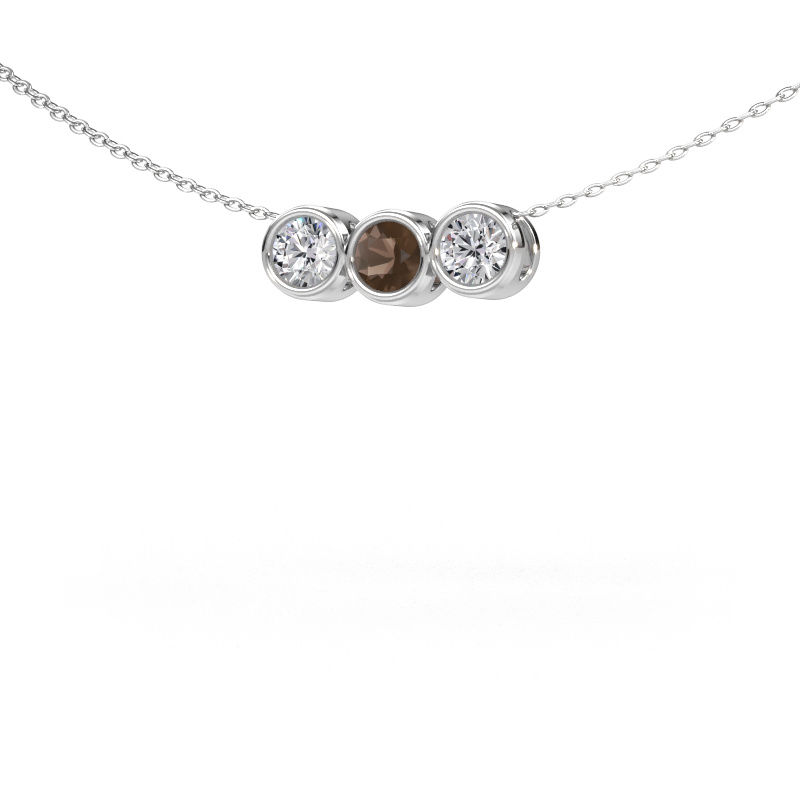 Image of Necklace Kim 3 950 platinum Smokey quartz 4 mm