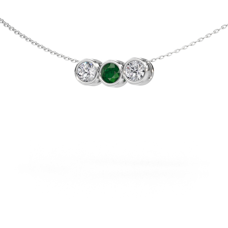 Image of Necklace Kim 3 585 white gold Emerald 4 mm