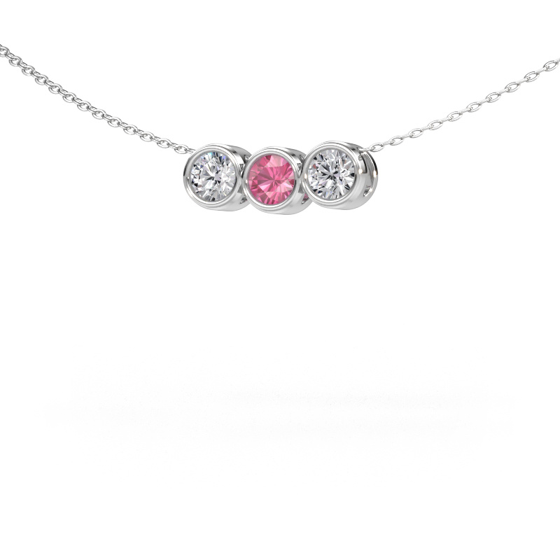 Afbeelding van Ketting Kim 3 585 witgoud Roze saffier 4 mm